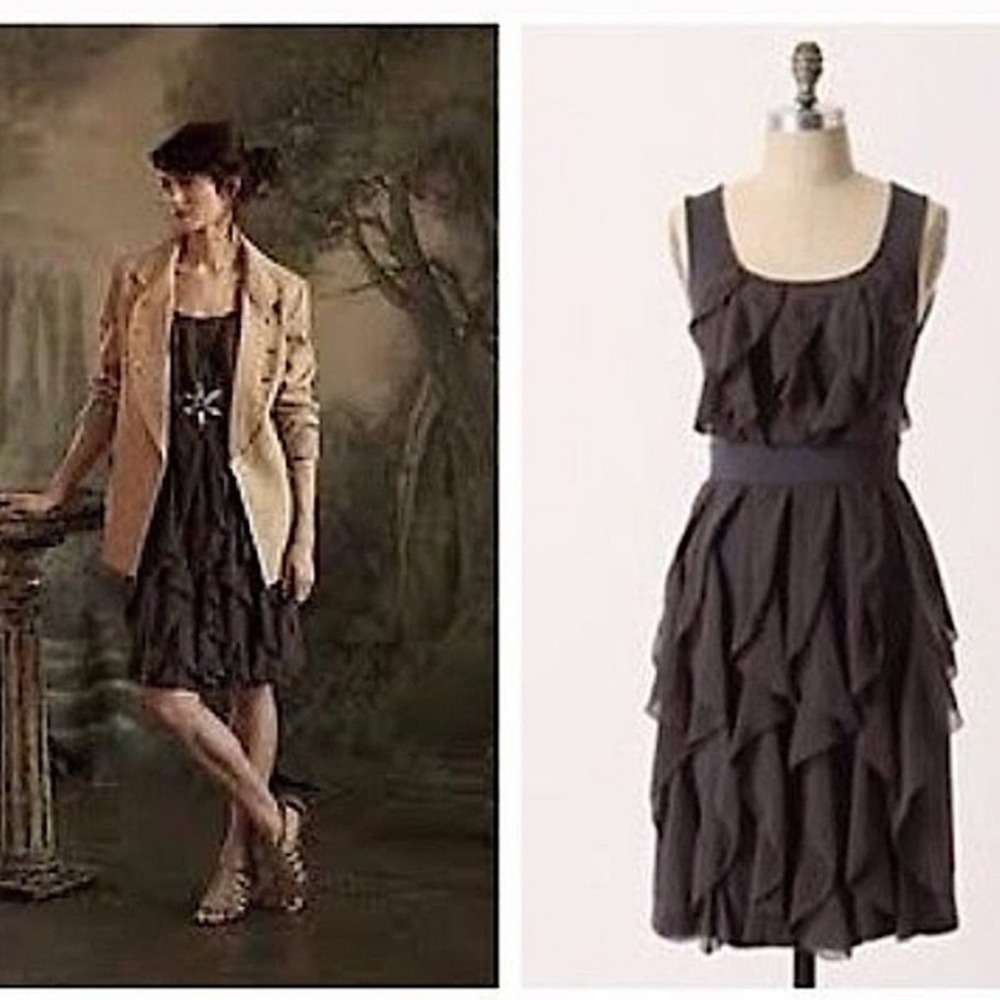 Anthropologie Gray Vapors Rising Dress Ric Rac Size XS